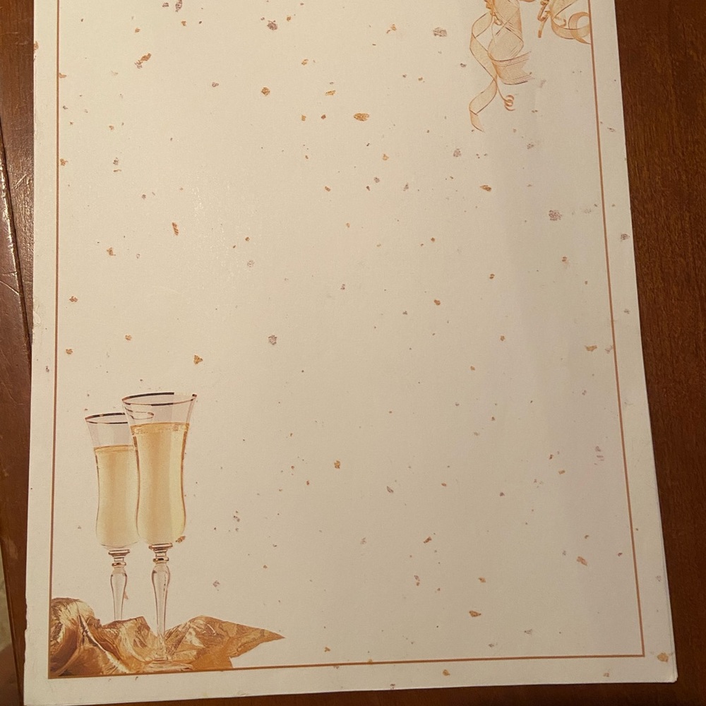 Champagne glasses celebration stationary/paper